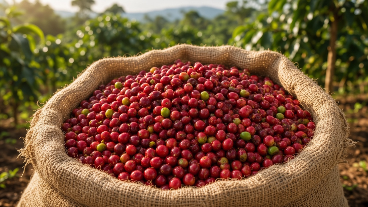 Fresh Ethiopian coffee cherries