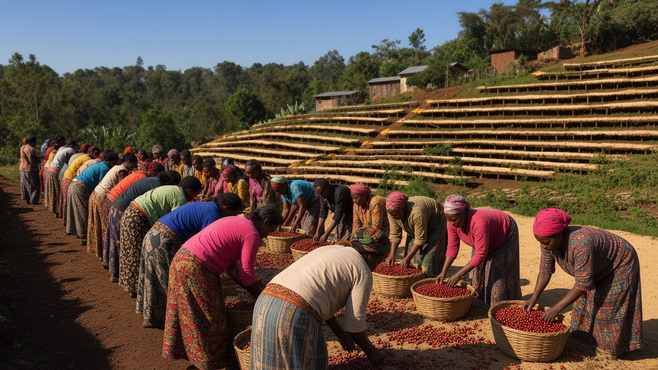 Coffee processing in Ethiopia